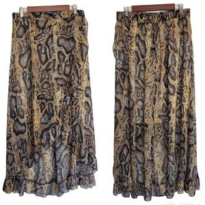 Snake print faux wrap skirt.